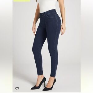 Betabrand Yoga Denim Skinny-Leg Pants | Dark Wash | Petite‎ Medium